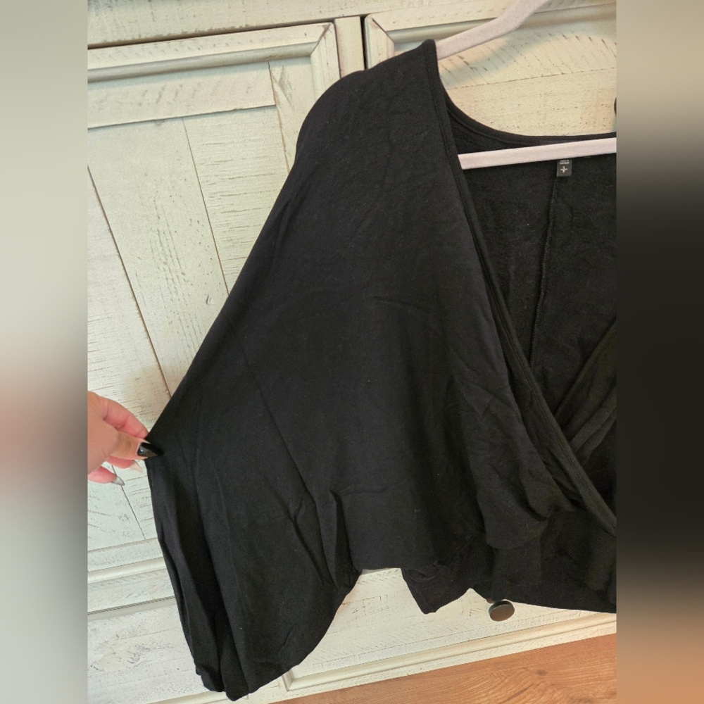 Express Solid Wrap Front Dolman Sleeve Sweatshirt - image 6